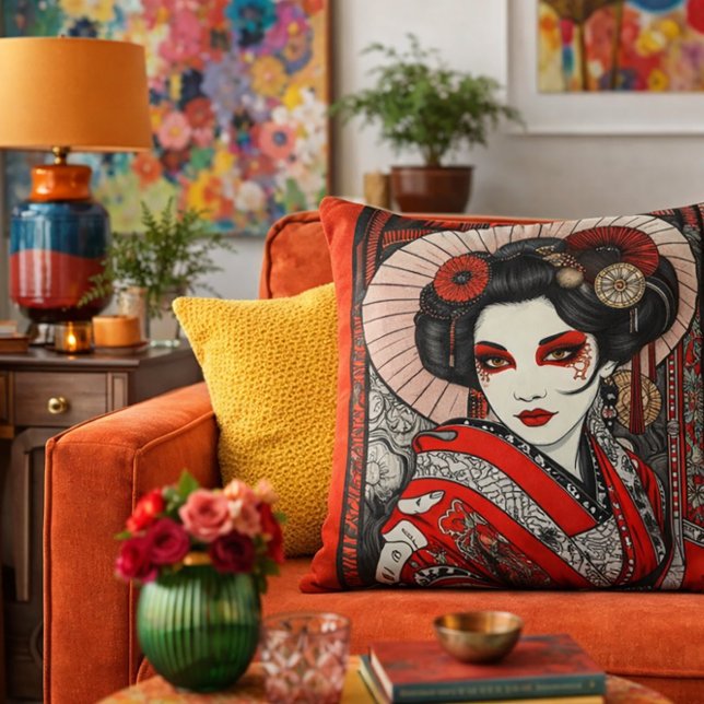 Pop Geisha Throw Pillow (Creator Uploaded)