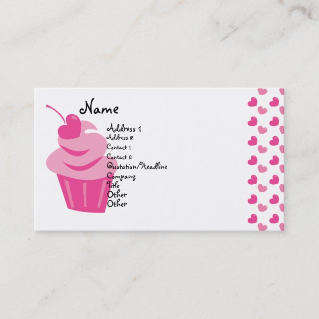Pop Heart Cupcake Business Card (Front)