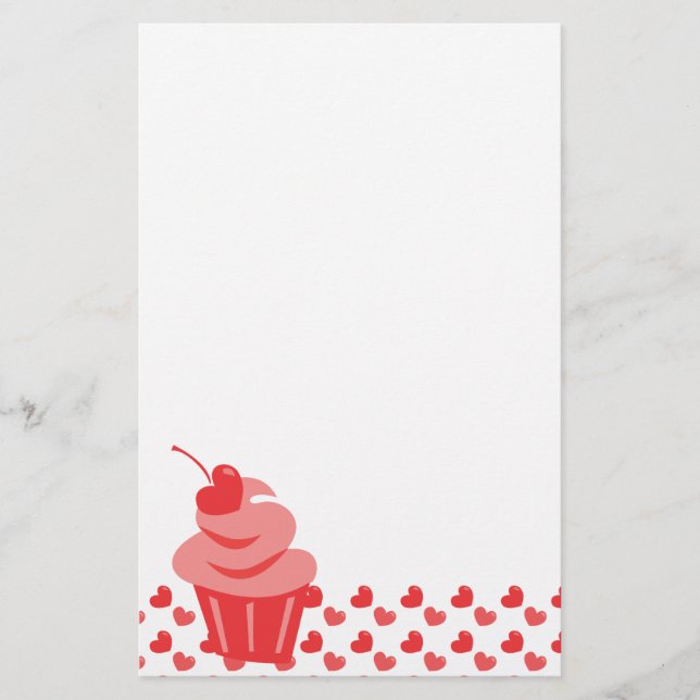 Pop Heart Cupcake Stationery (Front)