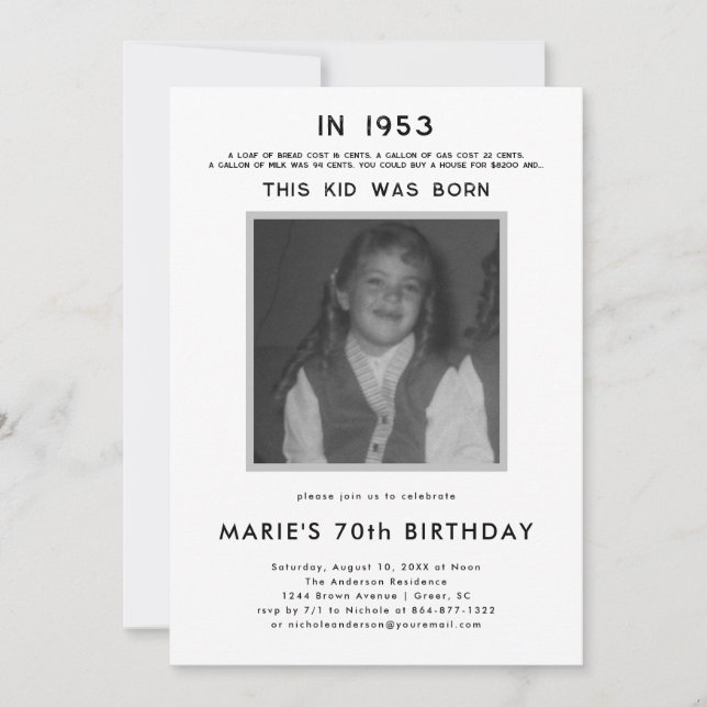 Pop History | Photo Birthday Party  Invitation (Front)