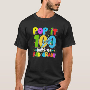 Pop It 100 Days Of 2nd Grade Funny Student Teacher T-Shirt