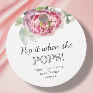 Pop it!   Baby Shower Champagne  Favour Tags