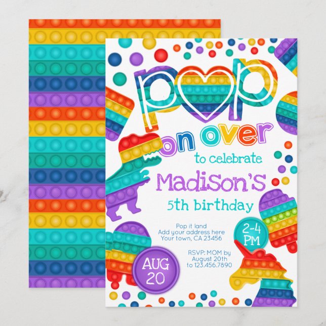 Pop It Birthday invitation (Front/Back)
