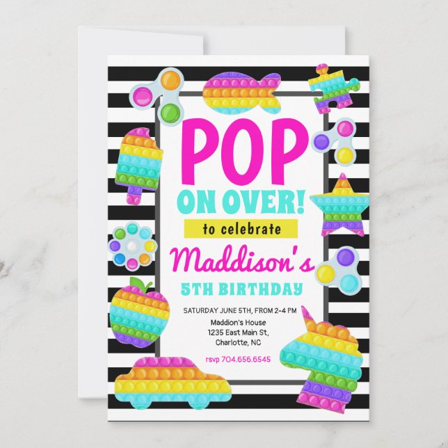 Pop It Birthday Invitation, Pop Fidget Invitation, Invitation (Front)