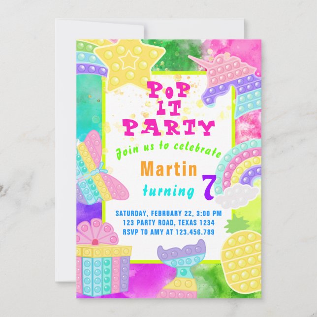 Pop It Birthday party 🥳   Invitation (Front)