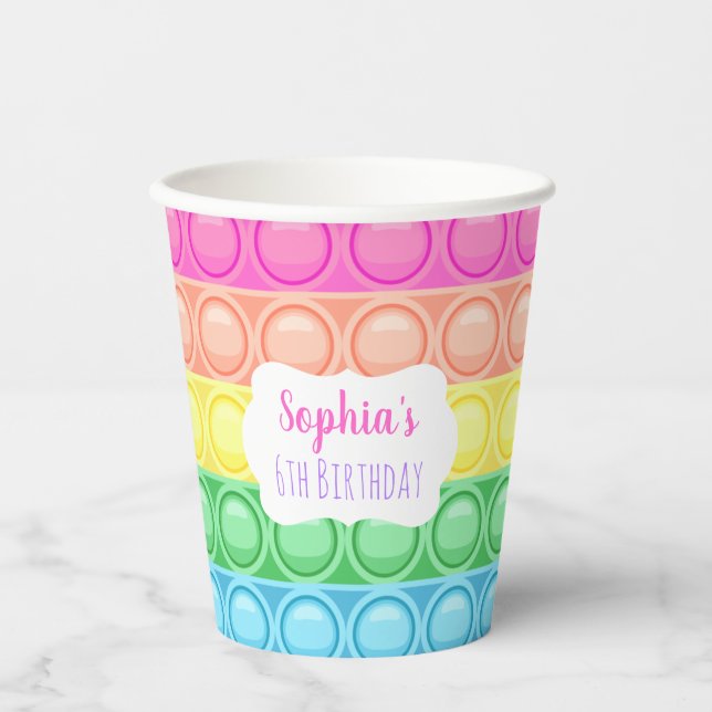 Pop It Birthday Party Paper Cup, Girl Birthday Paper Cups (Front)