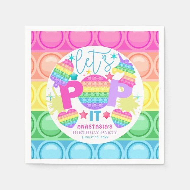 Pop It Birthday Personalized Girl Napkin (Front)