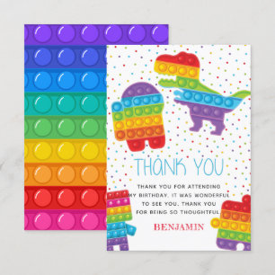 Pop It Boy Birthday Dinosaur Robot Thank You Card