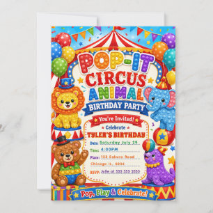 Pop It Circus Birthday Party Invitation