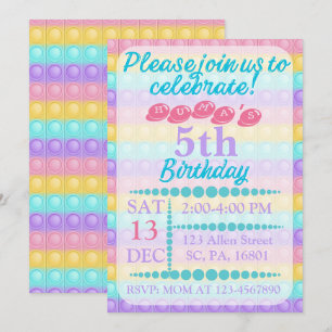 Pop It Custom Bubble BIrthday Invitation