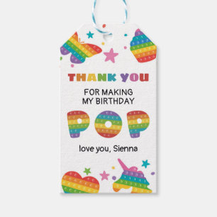 Pop It Favor Tag for Birthday Party Fidget Toy 