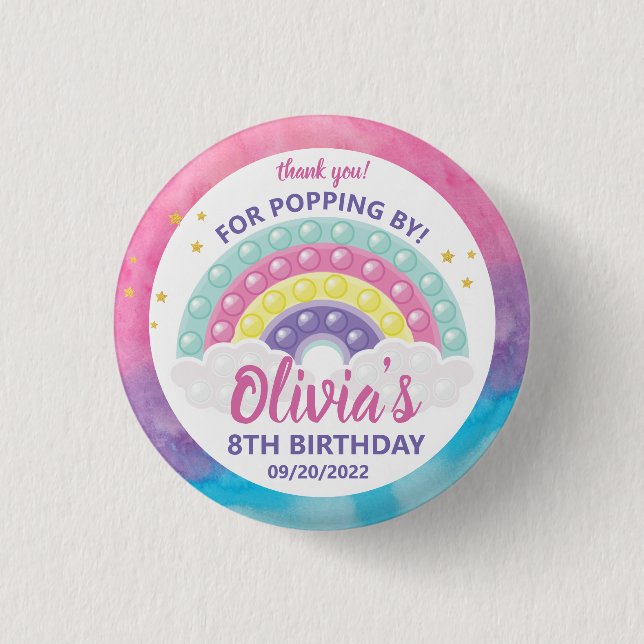 Pop it fidget birthday party  1 inch round button (Front)