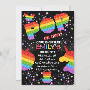 Pop It Fidget Rainbow Anniversaire Invitations