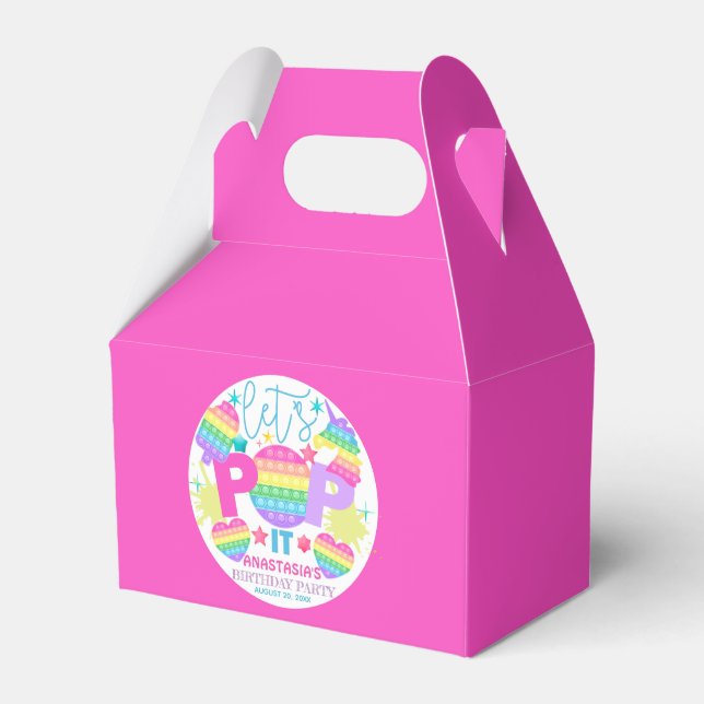 Pop It Girl Birthday Party Personalized Favor Box (Front Side)