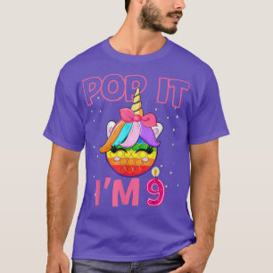 Pop It I'm 9th Birthday Decorations Unicorn Fidget T-Shirt