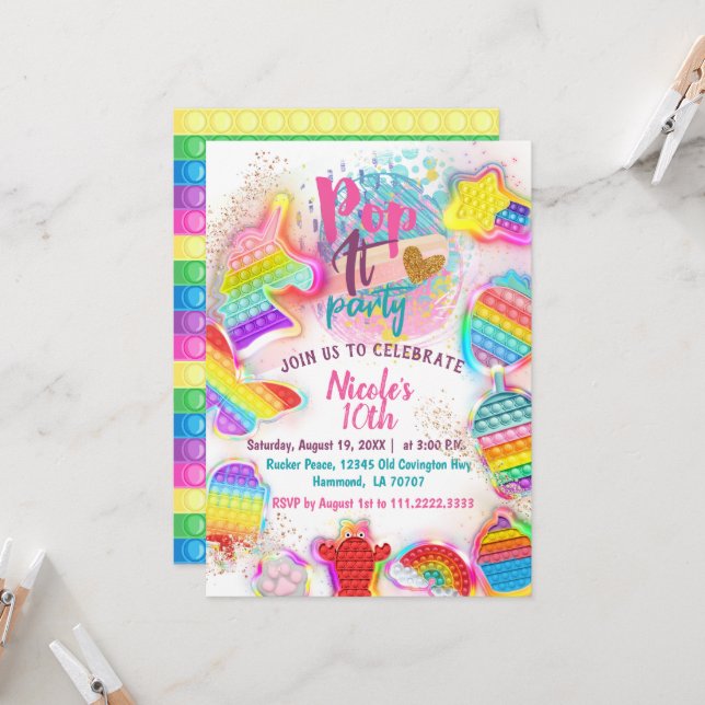 Pop it Invitation (Front/Back In Situ)