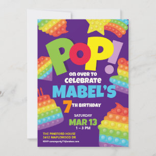 Pop It!   Invitation Birthday