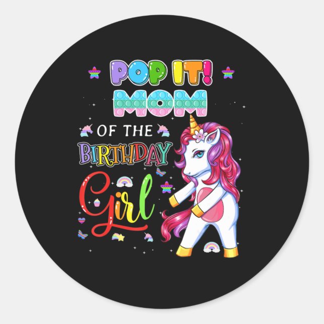 Pop It Mom of the Birthday Girl Fidget Family Matc Classic Round Sticker (Front)