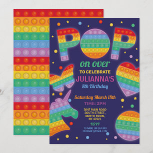 Pop it Party Fidget Anniversaire Marine Invitation
