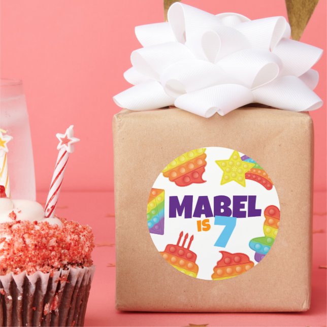 Pop It! | Rainbow Birthday Classic Round Sticker (Party)