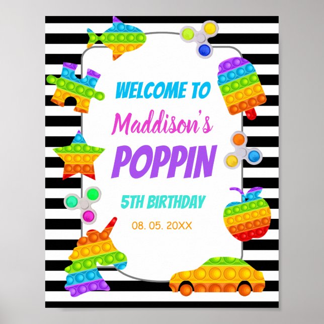 Pop It Toy Birthday Pop On Fidget Push Welcome Poster (Front)