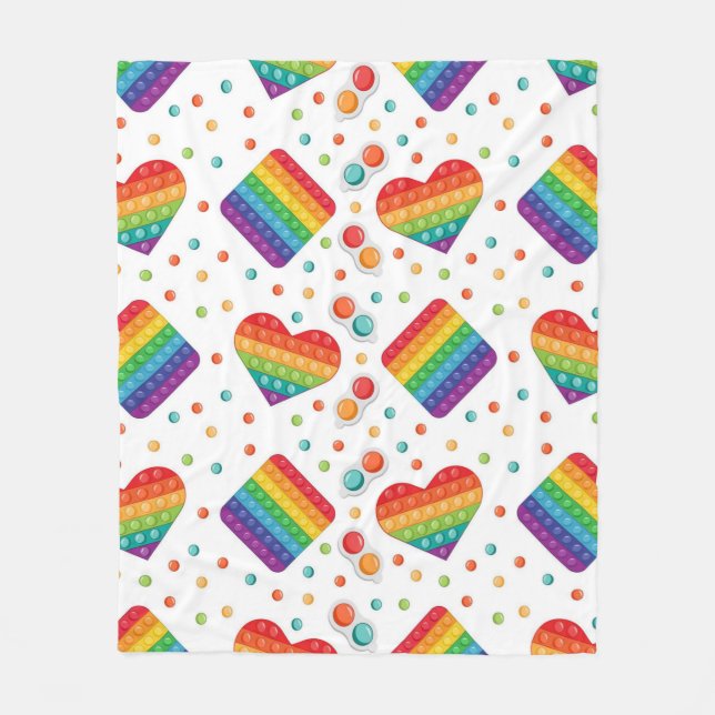 Pop It Toy Rainbow Colours Kids Fleece Blanket (Front)