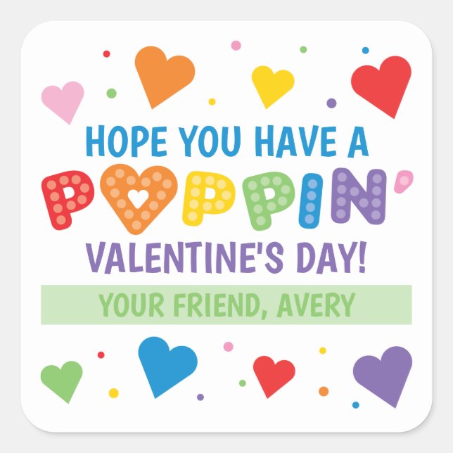 Pop It Valentine's Day Stickers pour les enfants (Devant)
