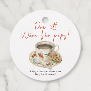 Pop it when she pops! Baby is brewing baby shower Favour Tags