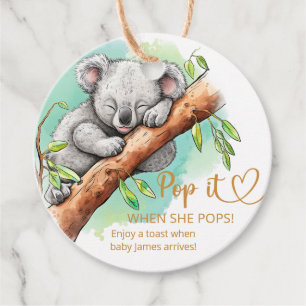 Pop It When She Pops Baby Koala Baby Shower  Favour Tags