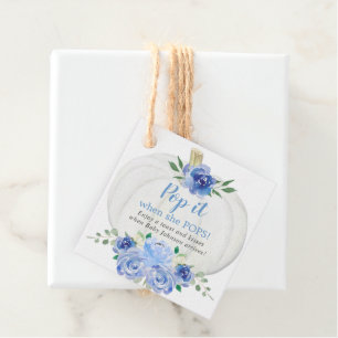 Pop it when she pops blue pumpkin fall shower favour tags