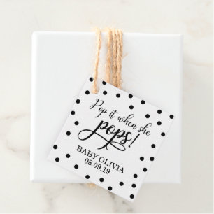Pop it when she pops champagne popcorn favour tag