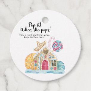 Pop it when she pops! Christmas house Favour Tags