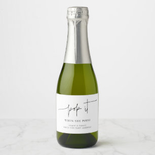 Pop it when she pops Elegant Baby Shower Sparkling Wine Label