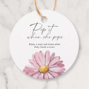 Pop it when she pops elegant Wildflowers Favour Tags