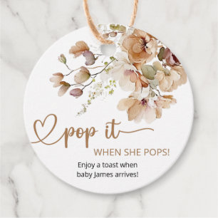 Pop It When She Pops Floral Baby Shower  Favour Tags