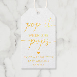 Pop It When She Pops Gold Foil Favour Gift Tag