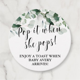 Pop it when she pops greenery Baby shower favour Favour Tags