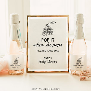 Pop It When She Pops Hand Drawn Baby Shower Favour