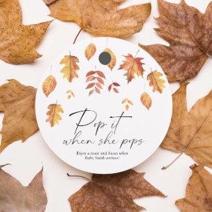 Pop it when she pops - leaf fall - favour tags