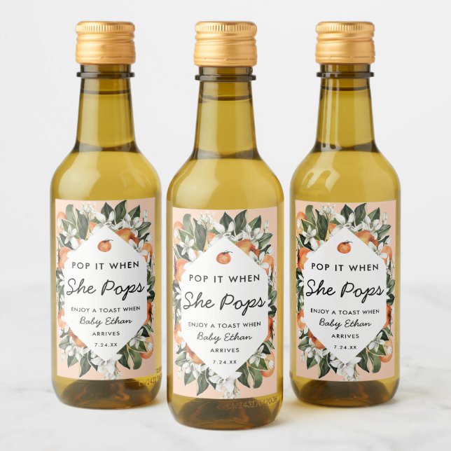 Pop it When She Pops Little Cutie Baby Shower Wine Label (Bottles)