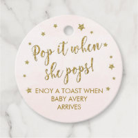 POP IT when she pops mini wine bottle tags, favour