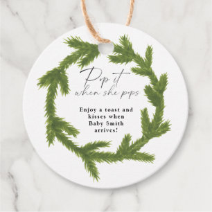 Pop it when she pops modern Christmas wreath Favour Tags