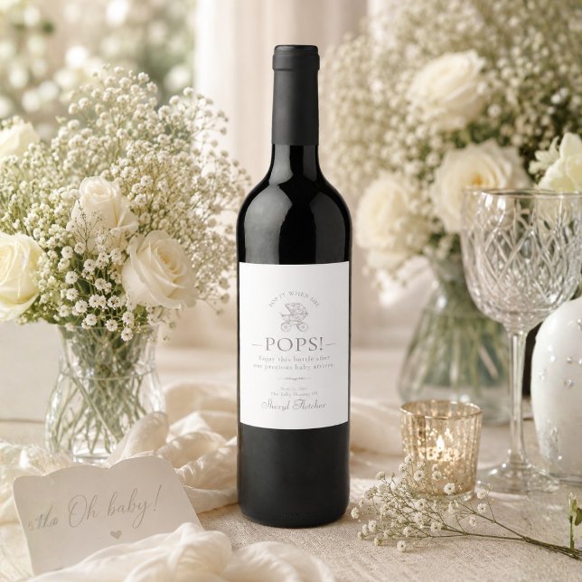 Pop It When She Pops Personalized Baby Shower Wine Label (Creator Uploaded)