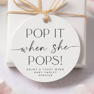 Pop It When She Pops Round Baby Shower Favour Tag