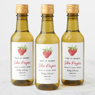 Pop it When She Pops Strawberry Baby Shower Wine Label