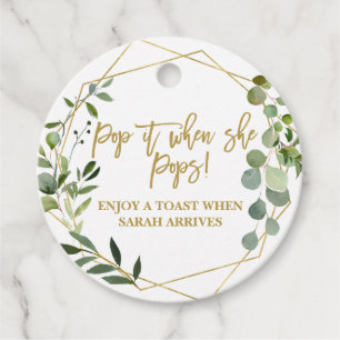 Pop it when She Pops watercolor eucalyptus Favour Tags
