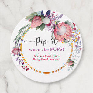 Pop it when she pops Watercolor Floral  Favour Tags