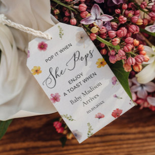 Pop it when She pops Wildflower Baby Shower Favour Gift Tags