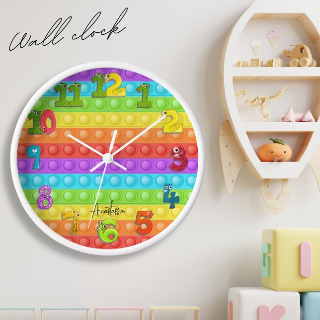 Pop-it with your name colorful kids room Wall Clock (Creator Uploaded)