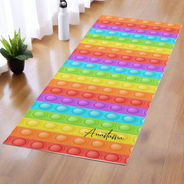 Pop-it with your name colourful Stretch Pilates Yoga Mat (Creator Uploaded)